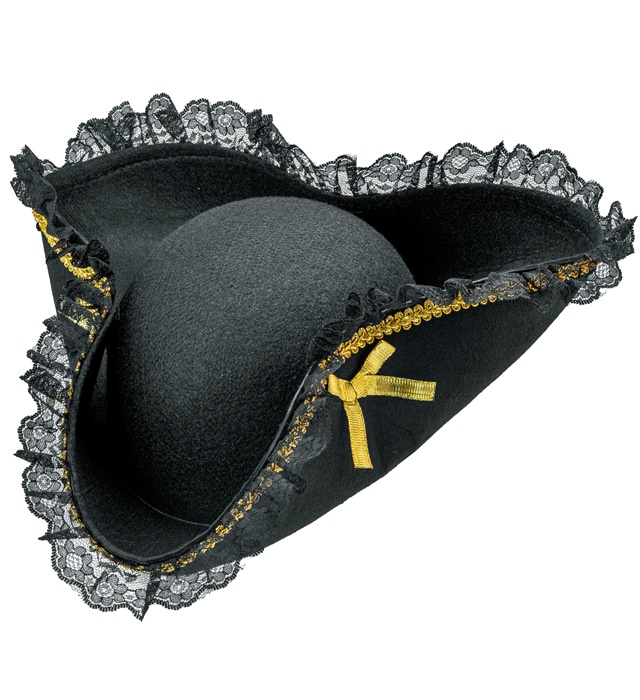 [01883] "TRICORNE AVEC GARNITURE DENTELLE ET OR" en feutre
