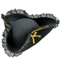 "TRICORNE AVEC GARNITURE DENTELLE ET OR" en feutre