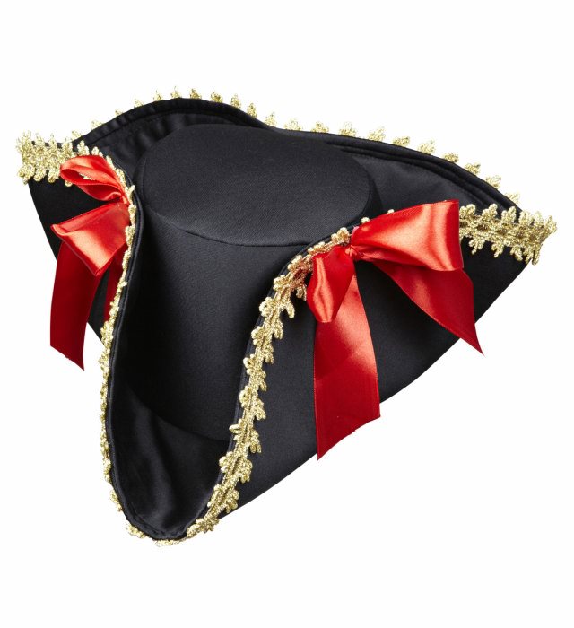 [0188U] "TRICORNE DE PIRATE AVEC BORDURE DORéE ET NOEUDS"