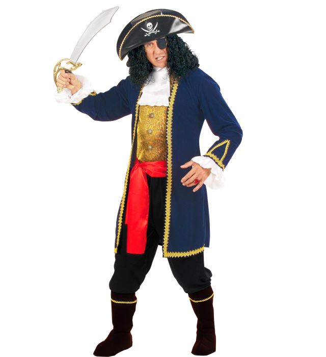 "PIRATE DES 7 MERS" (manteau, gilet avec jabot, poignet, ceinture, chapeau, cache oeil)