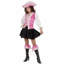 "FEMME PIRATE ROYAL" de velours - rose (chemise avec gilet, jupe, decoration bottes, chapeau)