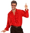 "CHEMISE ROUGE A JABOT" pour tenueMédievale, Renaissance, Coloniale,Gothique, Flamenco, Pirate, Vampire, Disco