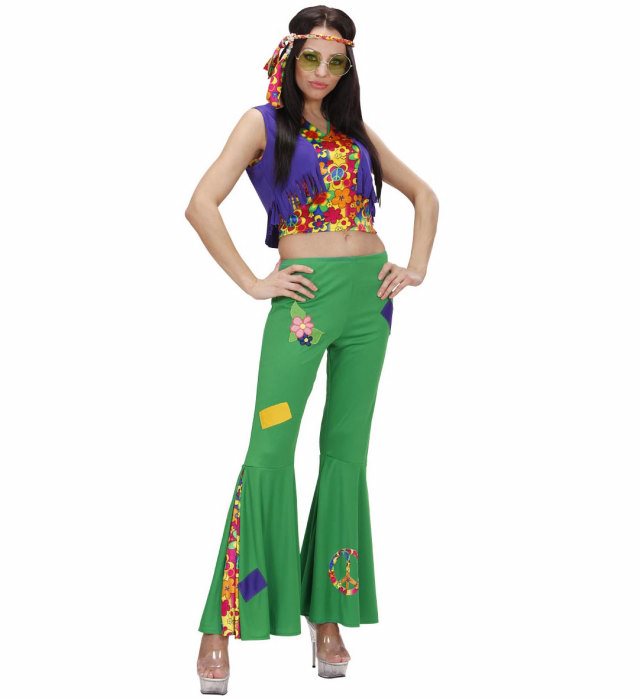 "FILLE HIPPIE WOODSTOCK" (top, veste, pantalon, bandeau)