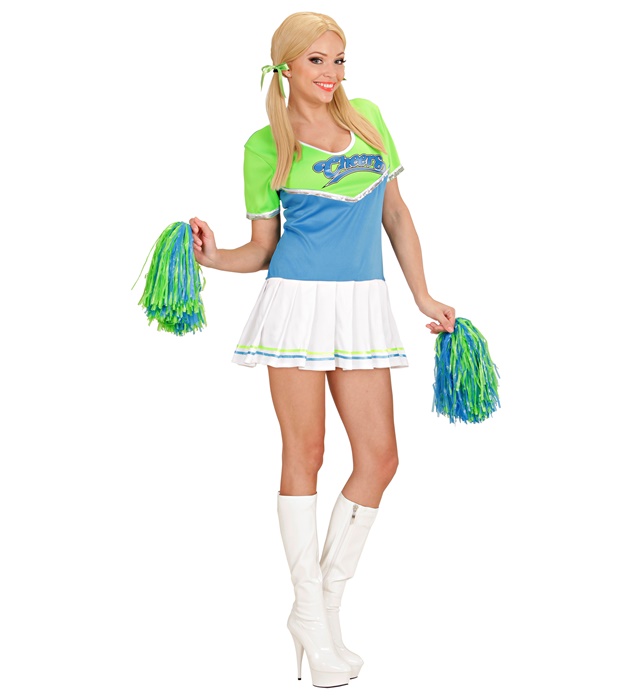 [79132] "POM POM" vert/bleu clair (robe, 2 pom poms) (M)