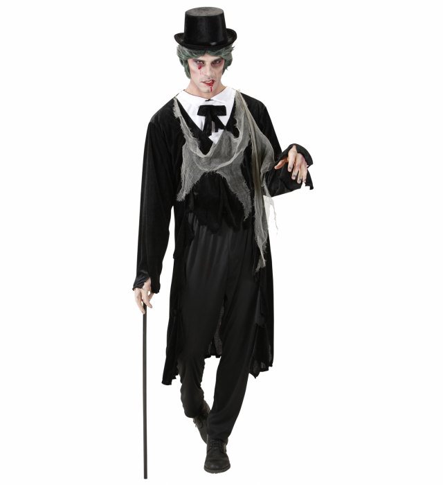 "GENTLEMAN ZOMBIE" (veste déchiré avec chemise, gilet, papillon et gaze)