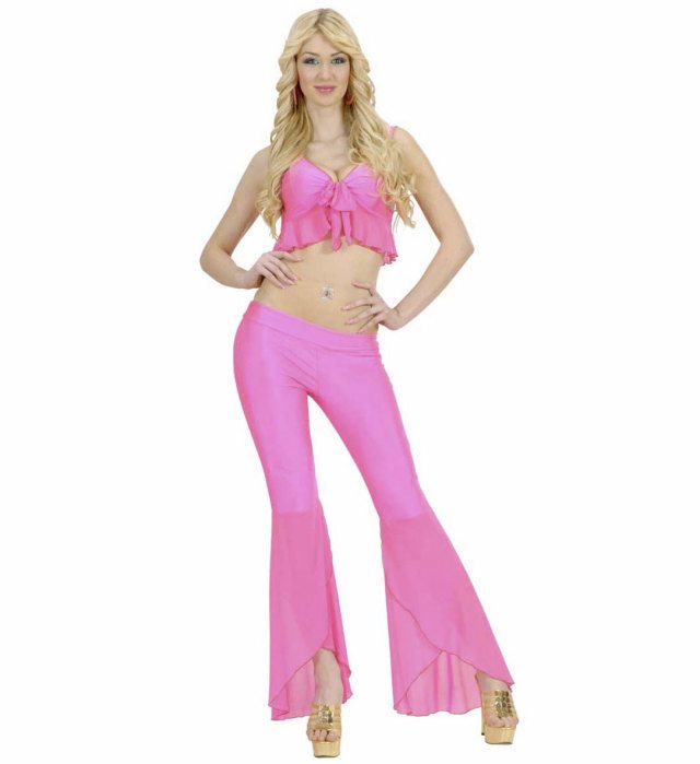 [89223] "SAMBA DE JANEIRO" en élasthanne (top et pantalon couleur rose fluorescent) (L)