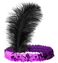 "BANDEAU EN PAILLETTES VIOLET AVEC PLUMES"