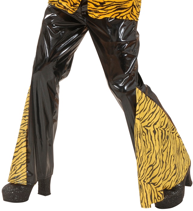 "PANTALON A PATTES D'ELEPHANT TIGREES" en vinyle
