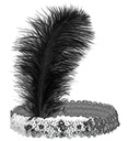 "BANDEAU EN PAILLETTES ARGENT AVEC PLUMES"
