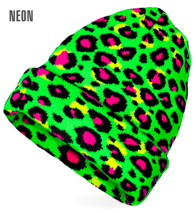 [01959] "CHAPEAU ANIMALIER LÉOPARD VERT FLUORESCENT" simil laine