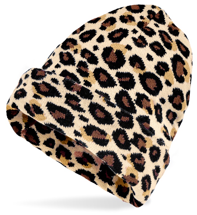"CHAPEAU BONNET ANIMALIER LEOPARD" simil laine