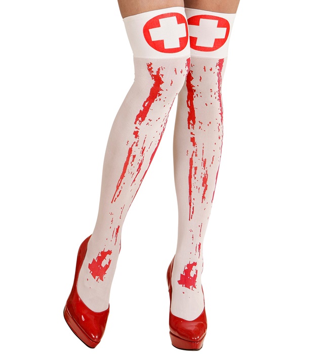 [01271] "CHAUSSETTES HAUTES SANGLANTES D'INFIRMIERE" 70 DEN (Taille unique adulte)