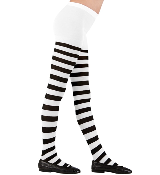 [01227] "COLLANT RAYE NOIR/BLANC " 70 DEN (1-3 ans)
