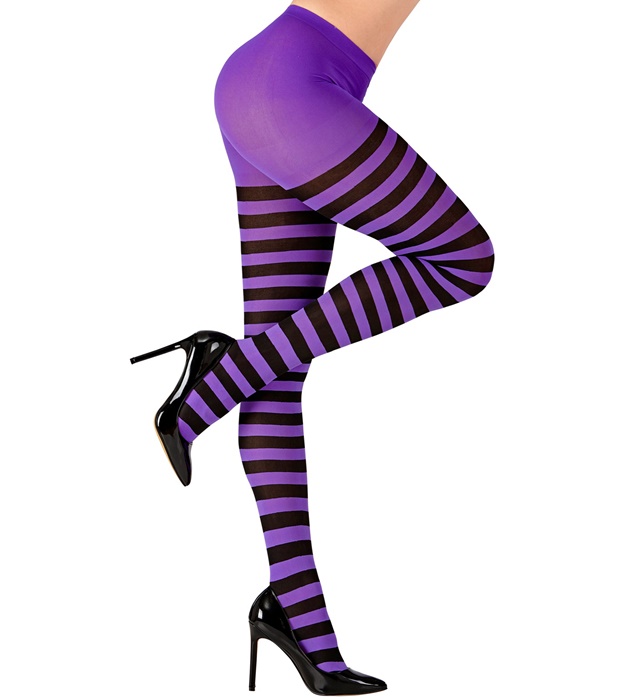 [01268] "COLLANT RAYE VIOLET/ NOIR" 70 DEN (Taille unique adulte)