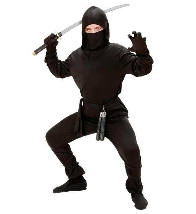 [02645] "NINJA" (casaque avec capuche, pantalon, ceinture, masque, bandes pour bras et jambes) (4-5 ans)