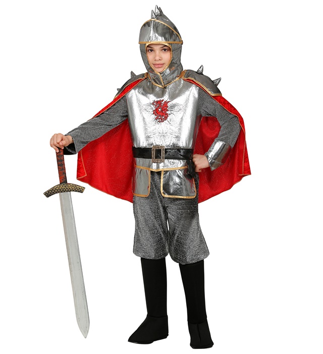 [02927] "CHEVALIER" (tunique avec armure et cape, ceinture, casque) (8-10 ans)