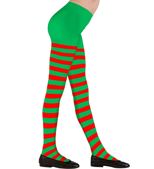 [04801] "COLLANTS RAYÉS VERT-ROUGE" 70 DEN (1-3 ans)
