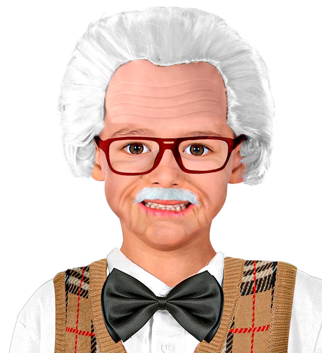 "COIFFURE GRAND PERE AVEC MOUSTACHE ET LUNETTES" en boite