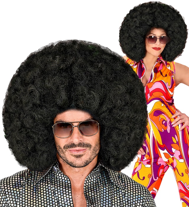 [02013] "PERRUQUE AFRO SURDIMENSIONNEE NOIRE" en boite