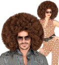 "PERRUQUE AFRO SURDIMENSIONNEE MARRON" en boite