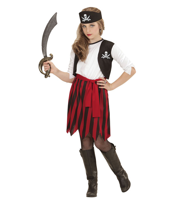 [07225] "FILLE PIRATE" (robe avec veston, ceinture, bandeau) (4-5 ans)
