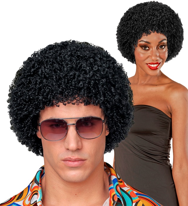 [02078] "PERRUQUE NOIRE 70s DISCO" en sachet