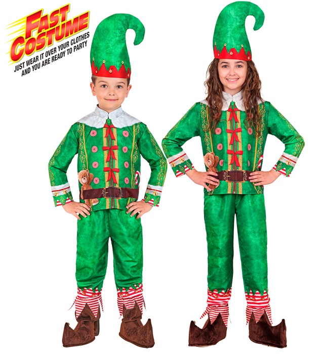 "ELFE ASSISTANT DU PERE NOEL FAST COSTUME" (veste, pantalon, chapeau)