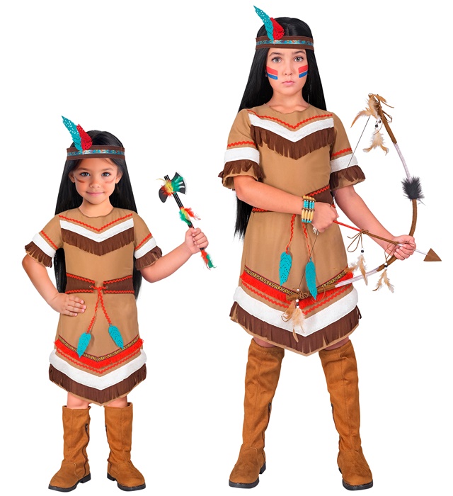 "INDIENNE" (robe avec ceinture, bandeau avec plumes)