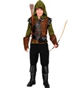 "ROBIN DES BOIS" (chemise à capuche avec veste, ceinture avec boucle, ceinture avec pochette, gants, hauts de botte)