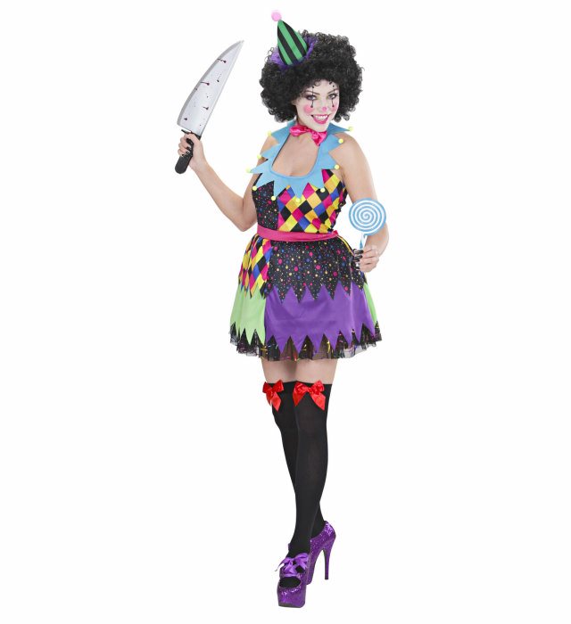 [02321] "FILLE CLOWN MECHANTE" (robe, noeud papillon, mini-chapeau) (S)