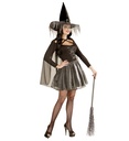 "SORCIERE LUEUR ARGENTEE" (haut, jupe, cape, chapeau)