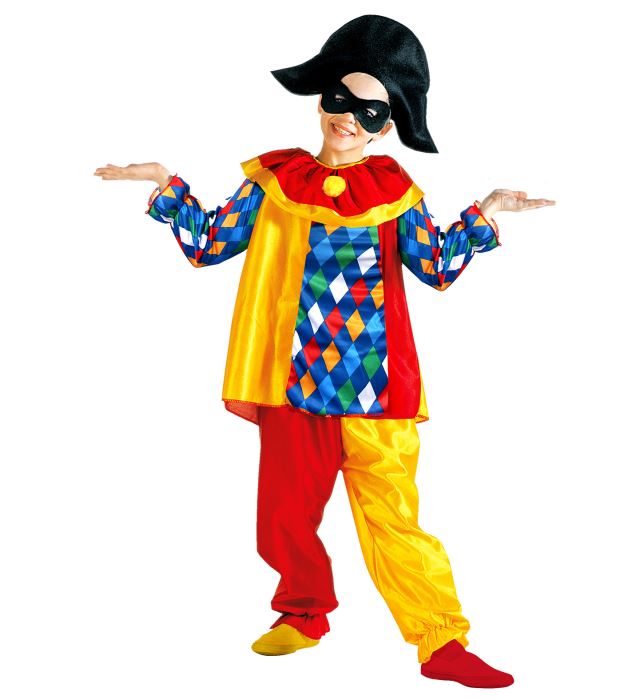 [38605] "ARLEQUIN" (casaque avec collar, pantalon, chapeau, masque) (4-5 ans)