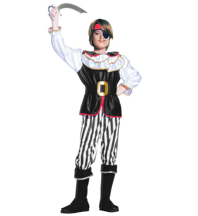 "PIRATE" (casaque avec jabots, pantalon, ceinture, surbottes, bandeau, bande pour oeil)