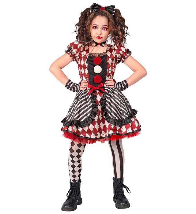 [42705] "POUPEE ARLEQUIN" (robe, bandeau avec noeud, collier, gants) (4-5 ans)