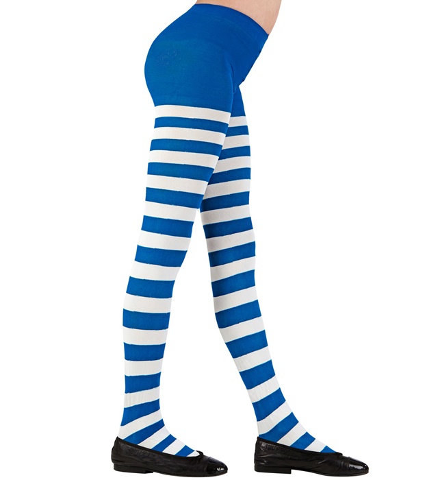 [01235] "COLLANT RAYE BLANC/BLEU " 70 DEN (1-3 ans)