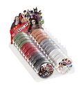 "Assortiment en boite de "24 POT DE MAQUILLAGE HALLOWEEN" (4 blanc, 4 noir, 4 rouge, 2 argent, 2 doré, 2 rose clair, 2 bleu, 2 vert, 2 orange, 2 marron)
