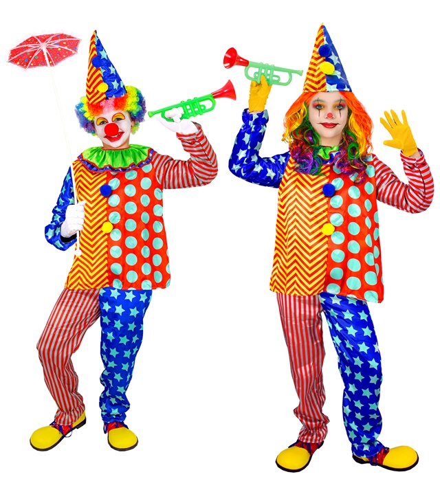 "CLOWN" (manteau avec collerette, pantalon, chapeau)