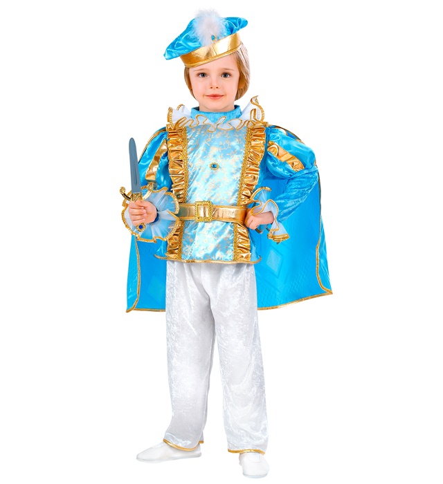 "PRINCE BLEU" (manteau avec cape, pantalon, ceinture, chapeau)