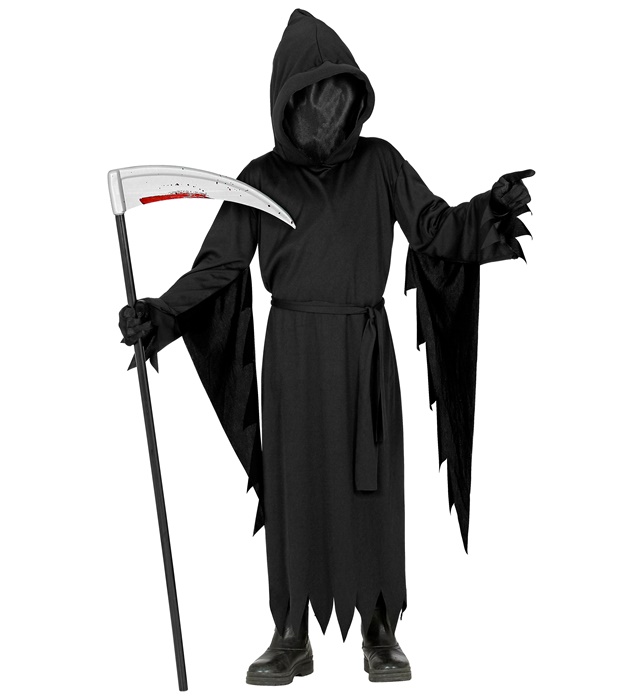 "FAUCHEUR" (robe à capuche avec masque sans visage, ceinture)