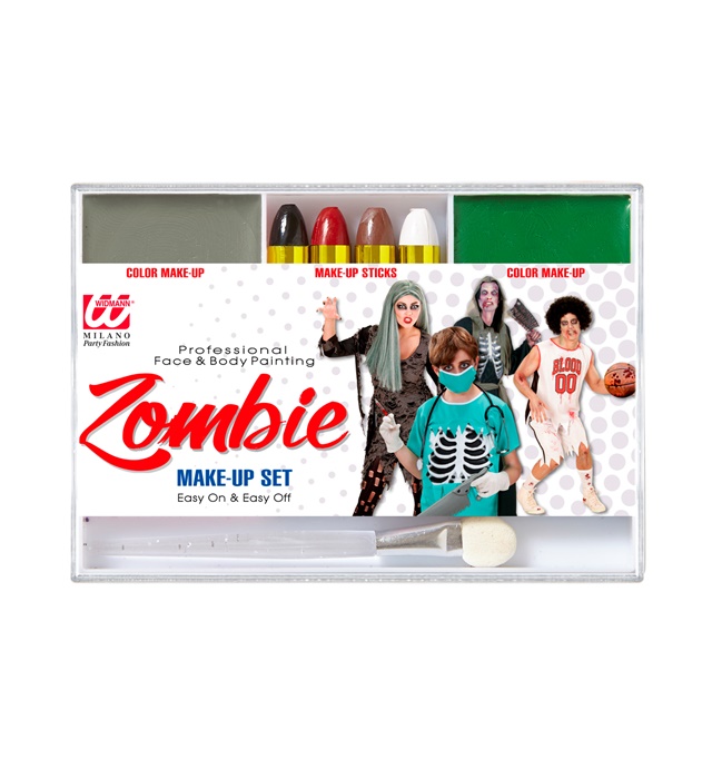 Set de "MAQUILLAGE DE ZOMBIE" ( 4 crayons de maquillage, maquillage gris et vert en applicateur) - maquillage coloré 12 g, crayons 8 g