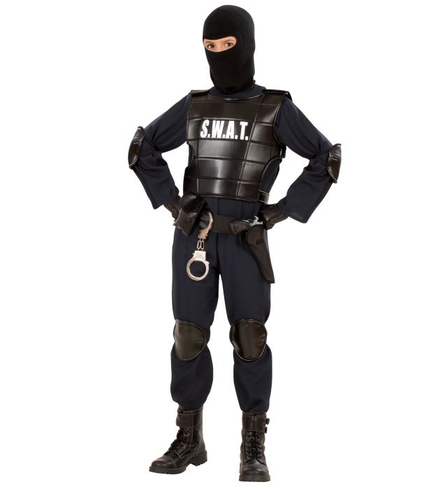 "AGENT S.W.A.T." (combinaison, gilet pare-balles, ceinture avec holster et bourse, protège-genoux et coudes, masque)