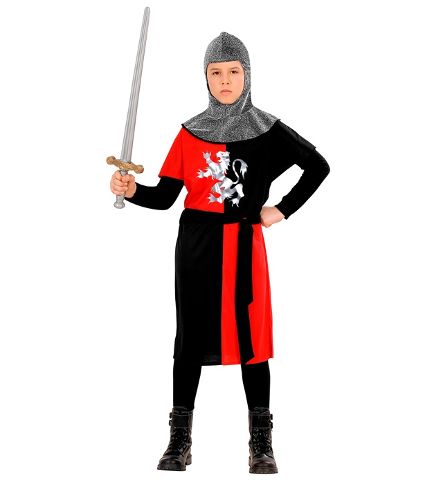 "GUERRIER MEDIEVAL" - rouge (manteau, ceinture, capuche)