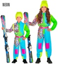 "COMBINAISON DE SKI BLEU-VERT FLUORESCENT" (combinaison, ceinture)