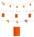 "GUIRLANDE LANTERNE ORANGE/ JAUNE AVEC DES FLEURS " 3 m