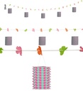 "GUIRLANDE LANTERNE ROSE/VERTE AVEC DES FLEURS " 3 m