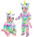 "LICORNE EN VELOURS DOUX ARC EN CIEL" (combinaison à capuche)