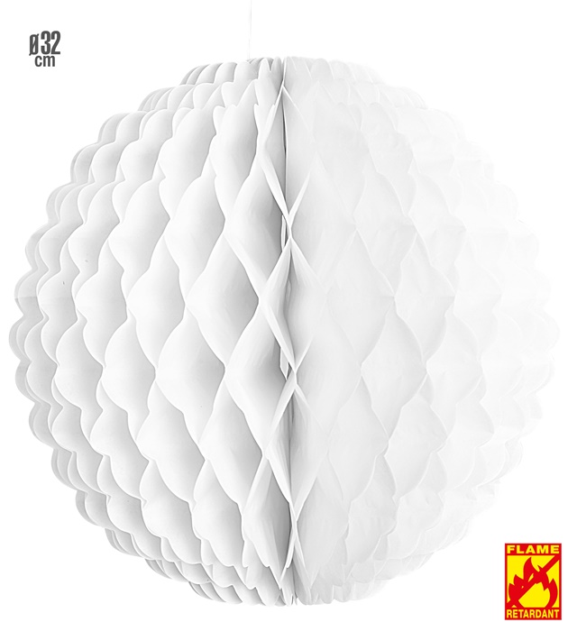 [02514] "GLOBE NID D'ABEILLE BLANC" Ø 32 cm - retardateur de flamme