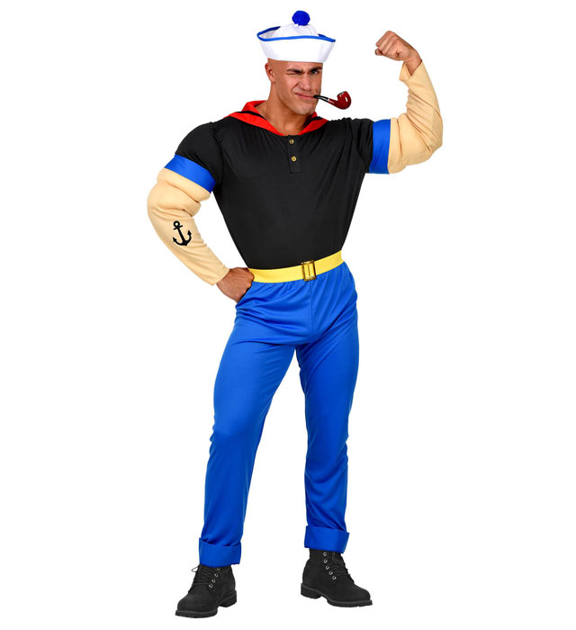 [02561] "SUPER MARIN" (T-shirt avec les bras musclés, pantalon avec ceinture, chapeau) (S)