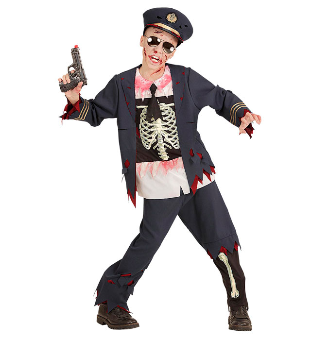 "OFFICIER DE POLICE ZOMBIE" (casaque avec chemise, pantalon, chapeau)