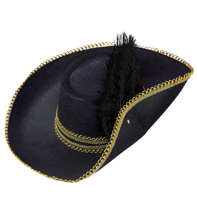 "CHAPEAU DE MOUSQUETAIRE AVEC PLUME" en feutre